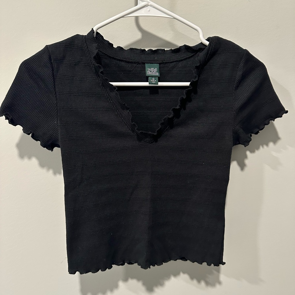 Wild Fable Black Ruffle Crop Top